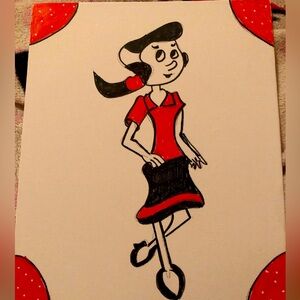 Cartoon Character Canvas Art in Red and Black Olive oly